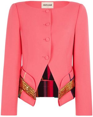 Roberto Cavalli Chameleon Rug-Print Panelled Jacket - Pink