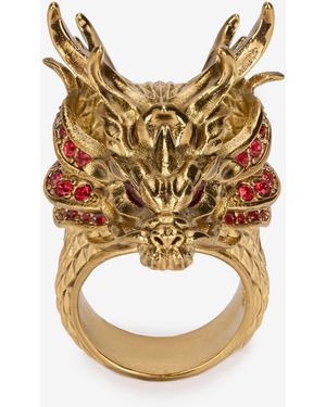 Roberto Cavalli Bague De Cocktail Avec Tête De Dragon - Métallisé