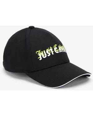 Roberto Cavalli Cotton Baseball Cap With Logo - Black