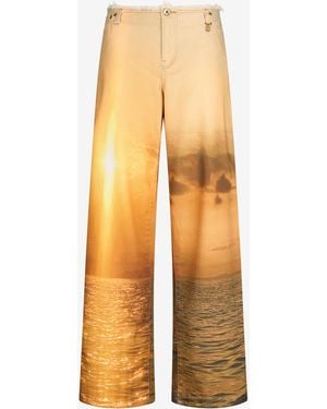 Roberto Cavalli Sunset Print Denim - Yellow