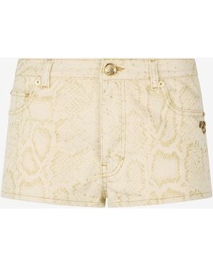 Roberto Cavalli Micro Shorts With Python Pattern - Natural