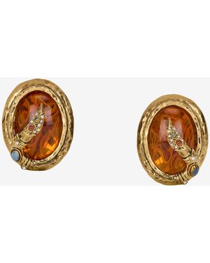 Roberto Cavalli Amber-Effect Clip-On Earrings - Multicolour