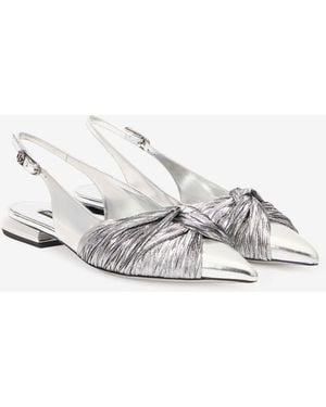 Roberto Cavalli Metallic Leather Slingback Ballet Flats