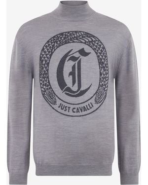 Roberto Cavalli Pull Gris Avec Logo
