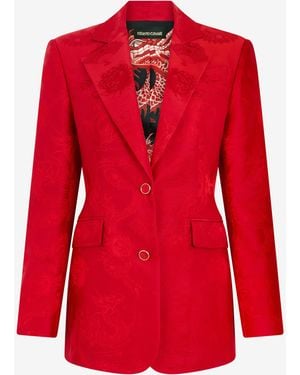 Roberto Cavalli Dark Jacket With Dragon Motif - Red