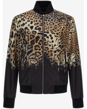 Roberto Cavalli Jaguar Skin Print Bomber Jacket - Black