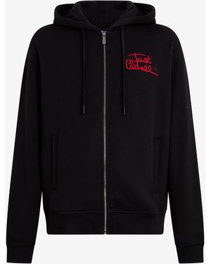 Roberto Cavalli Hoodie With Embroidered Logo - Black