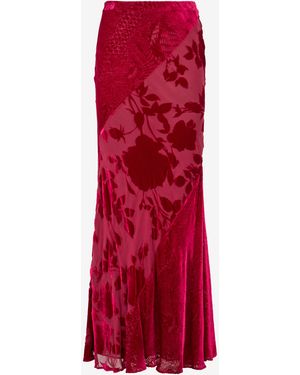 Roberto Cavalli Rose And Python Pattern Long Skirt - Red