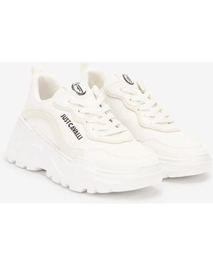 Roberto Cavalli Sneakers Avec Semelle Renforcée Et Logo - Blanc