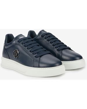 Roberto Cavalli Baskets Bleu Marine À Monogramme Rc