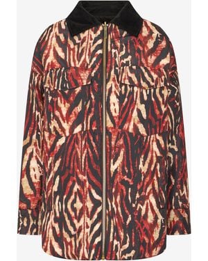 Roberto Cavalli Jacket With Zipper And All-Over Print - Red