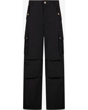 Roberto Cavalli Cargo Trousers With Buttons - Black