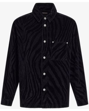 Roberto Cavalli Tonal Zebra Corduroy Overshirt - Blue