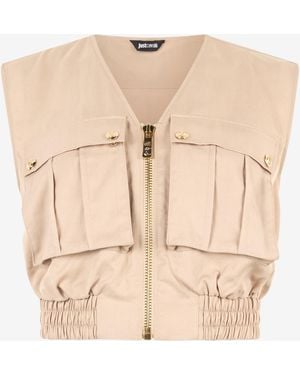 Roberto Cavalli Crop Top With Utility Pockets - Natural