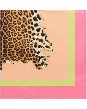 Roberto Cavalli Silk Scarf With Cavalli Pop Print - Pink