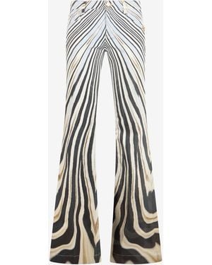 Roberto Cavalli Zebra Print Flared Jeans - White