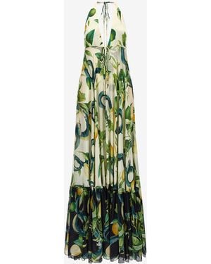 Roberto Cavalli Lemon Print Long Dress - Green