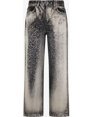 Roberto Cavalli Jeans With Faded Effect And Rhinestones - Grey