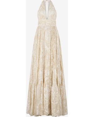 Roberto Cavalli Long Dress With Ornamental Motif - White