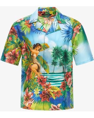 Roberto Cavalli Hawaii Printed Shirt - Blue