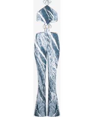 Roberto Cavalli Rubane-Print Jumpsuit - Blue