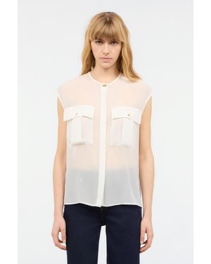 Roberto Cavalli See-Through Sleeveless Top - White