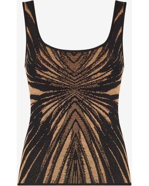 Roberto Cavalli Knit Top With Ray Of Print - Brown