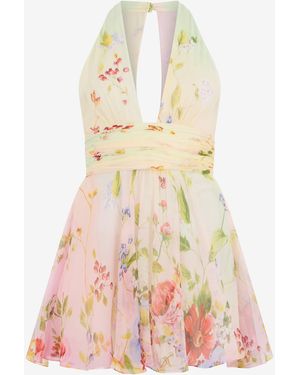 Roberto Cavalli Floral-Print Mini Dress - White