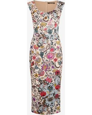 Roberto Cavalli Sheath Dress With Florentine Flowers Print - White