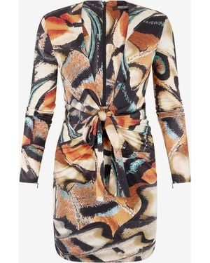 Roberto Cavalli Butterfly Print Mini Dress - White