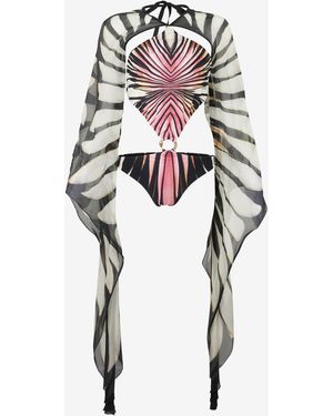 Roberto Cavalli Trikini With Ray Of Print - White