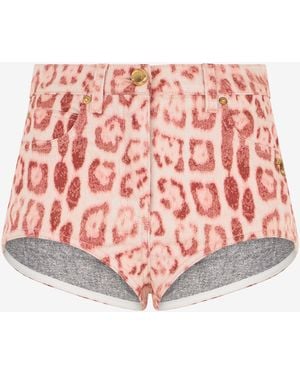 Roberto Cavalli Jaguar Print Shorts - Red
