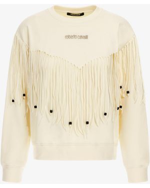 Roberto Cavalli Fringed Sweatshirt - Natural