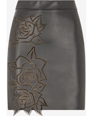 Roberto Cavalli Perforated Rose Pattern Skirt - Grey