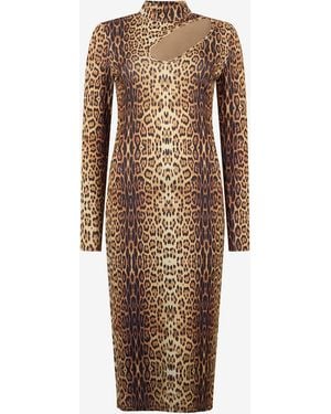 Roberto Cavalli Leopard Print Midi Dress - Natural