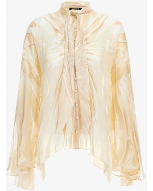 Roberto Cavalli Ray Of Print Satin Blouse - Natural