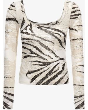 Roberto Cavalli Zebra Printed Top - White