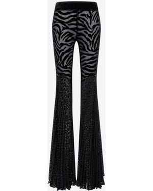 Roberto Cavalli Ray Of Print Velvet Trousers - Black