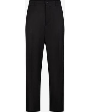 Roberto Cavalli Wide Leg Trousers With Logo - Black