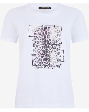 Roberto Cavalli T-Shirt Leopard Graphic - White