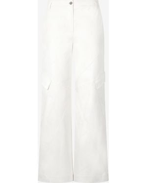 Roberto Cavalli Stretch Cotton Pants With Python Print - White