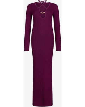 Roberto Cavalli Maxi Dress With Snake Detail - Purple