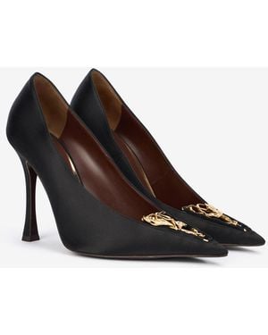 Roberto Cavalli Court Shoes With Leaf Insert - Black