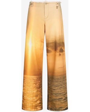 Roberto Cavalli Sunset Print Denim - Yellow