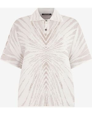 Roberto Cavalli Knitted Polo With Ray Motif - White