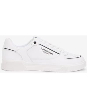 Roberto Cavalli Leather Sneakers With Logo - Multicolor
