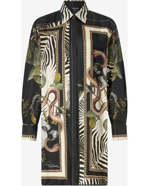 Roberto Cavalli Long Shirt With Zebra And Snake Print - Multicolor