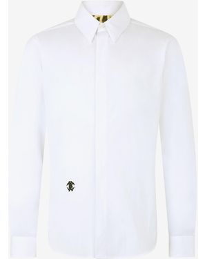 Roberto Cavalli Cotton Shirt With Embroidery - White