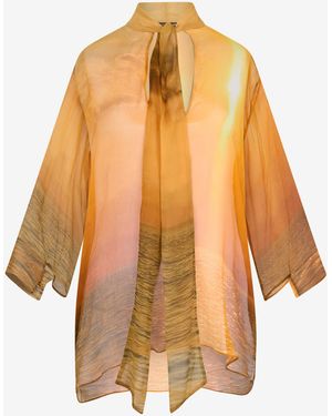 Roberto Cavalli Camisa De Seda Con Estampado Sunset - Naranja