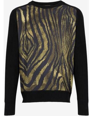 Roberto Cavalli Maglione Con Stampa Freedom - Nero